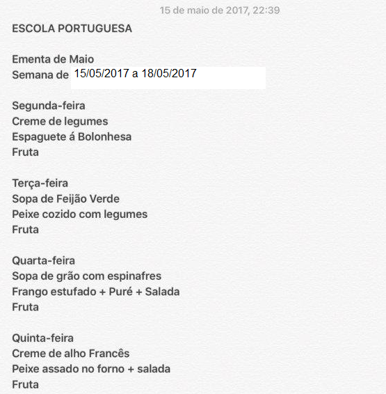 EMENTA DE 15 DE MAIO A 18 DE MAIO